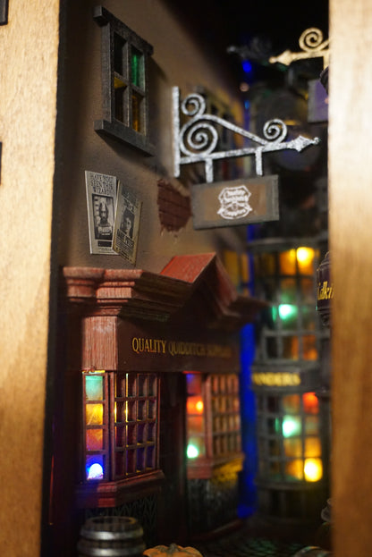 Harry Potter Diagon Alley Book Nook – Handmade Bookshelf Insert & Bookend