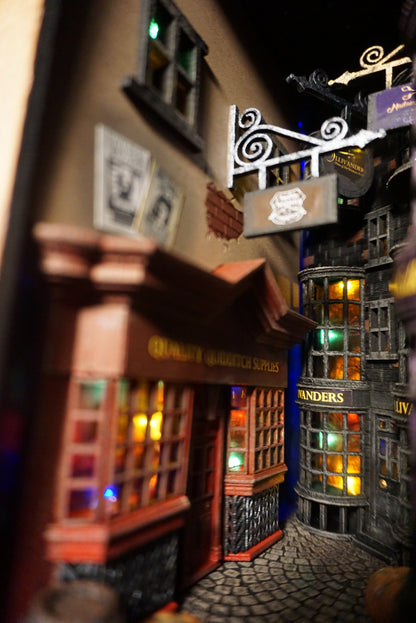 Harry Potter Diagon Alley Book Nook – Handmade Bookshelf Insert & Bookend