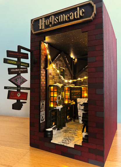 Harry Potter Hogsmeade Village Book Nook – Handcrafted Bookshelf Insert Decor
