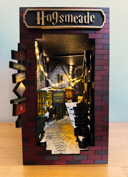 Harry Potter Hogsmeade Village Book Nook – Handcrafted Bookshelf Insert Decor