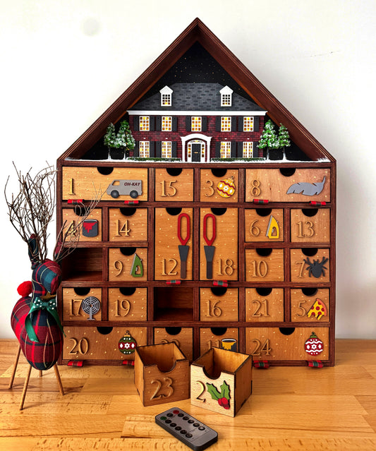 Home Alone Advent Calendar – Handmade 24 Day Christmas Countdown Wooden Decor