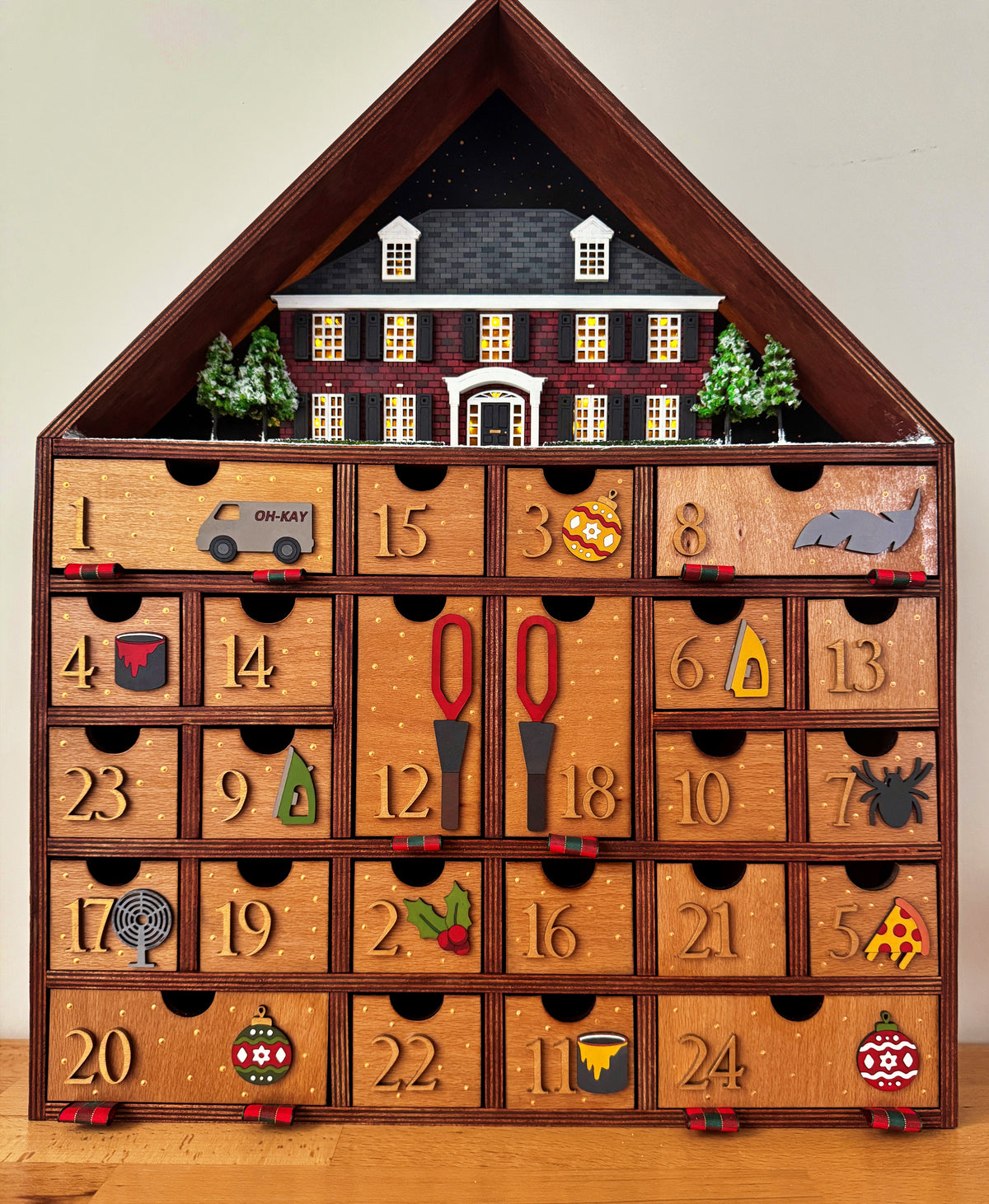 Home Alone Advent Calendar – Handmade 24 Day Christmas Countdown Wooden Decor