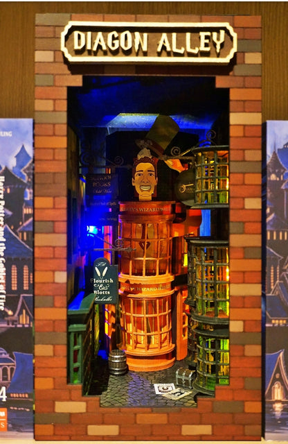 Harry Potter Diagon Alley Book Nook – Handmade Bookshelf Insert Decor
