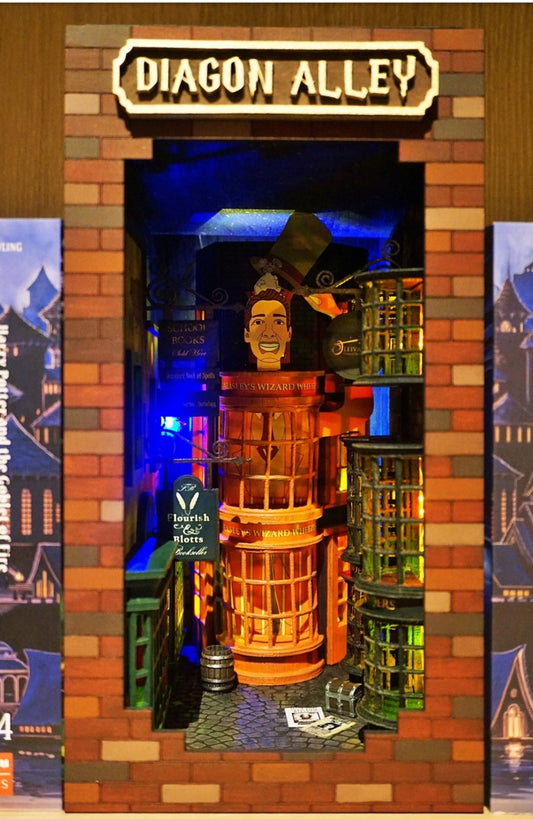 Harry Potter Diagon Alley Book Nook – Handmade Bookshelf Insert Decor