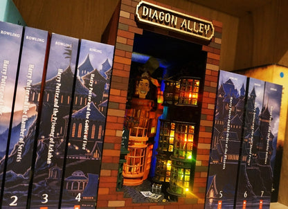 Harry Potter Diagon Alley Book Nook – Handmade Bookshelf Insert Decor