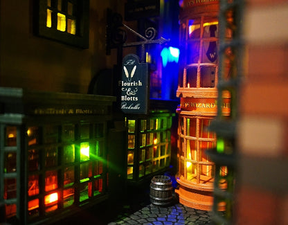 Harry Potter Diagon Alley Book Nook – Handmade Bookshelf Insert Decor