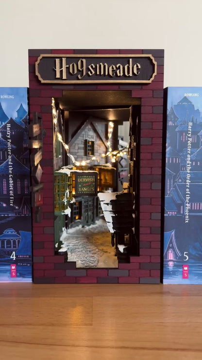 Harry Potter Hogsmeade Village Book Nook – Handcrafted Bookshelf Insert Decor